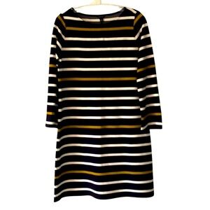 Ann Taylor Factory Striped Dress w/ Bell Sleeves Boatneck Collar Large